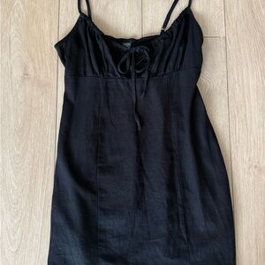 Wild Fable Black Linen blend spaghetti strap Babydoll Dress Women’s Medium